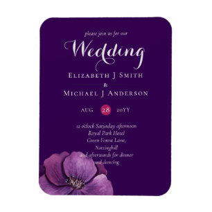Magnet Flexible Purple Dynasty Dark Floral Budget Mariage Invite