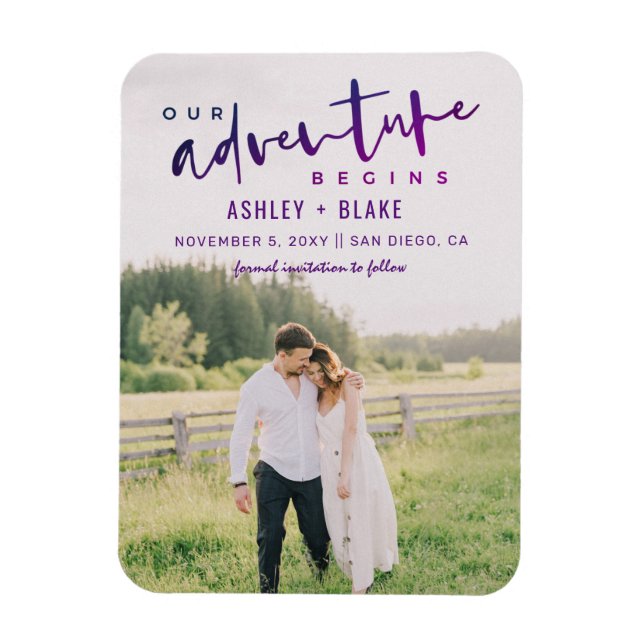 Magnet Flexible Purple Our Adventure Begins Photo Enregistrer la d (Vertical)