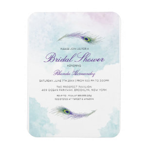 Magnet Flexible Purple Peacock Invitation à la douche nuptiale
