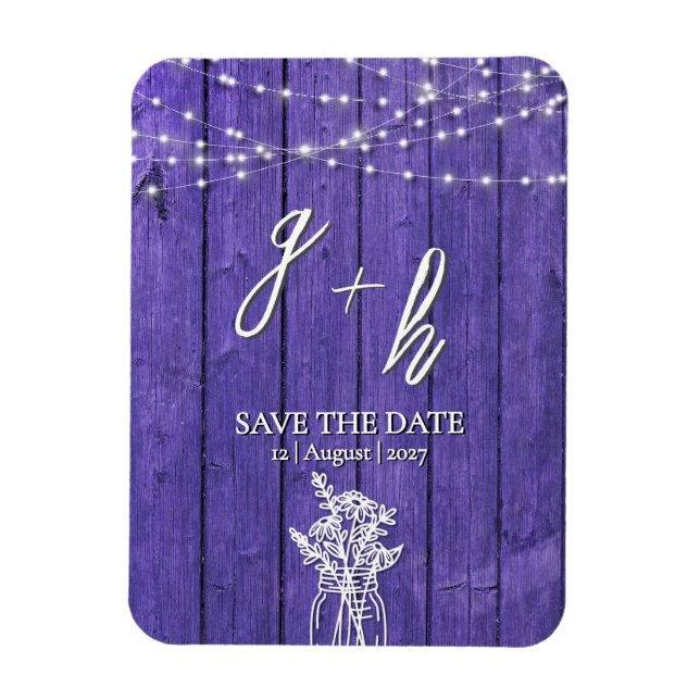 Magnet Flexible Purple Russe Chaîne de bois éclaire Boho Mason Jar (Vertical)