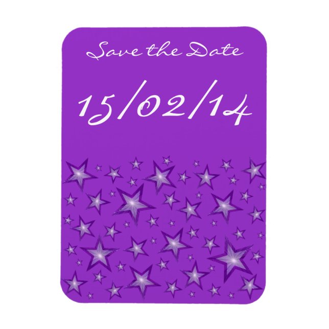 Magnet Flexible Purple Stars 'Save the Date' violet flexible (Vertical)