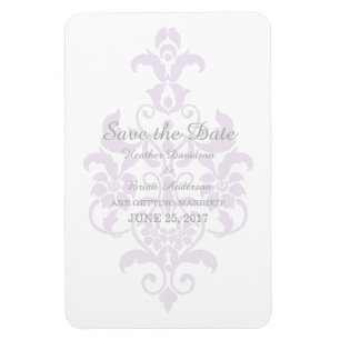 Magnet Flexible Purple Subtle Damask Enregistrer la date Flexi Mag
