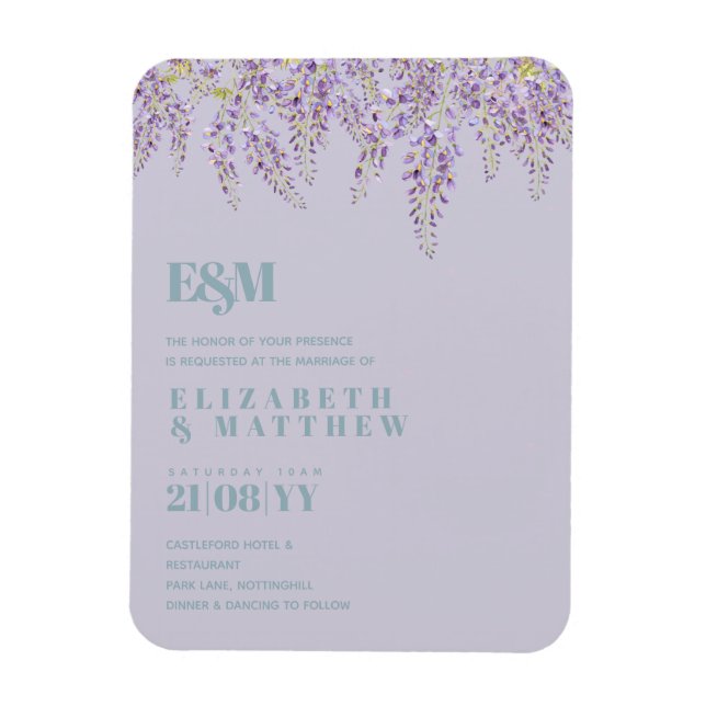 Magnet Flexible Purple Wisteria Sage Floral Garden Mariage (Vertical)