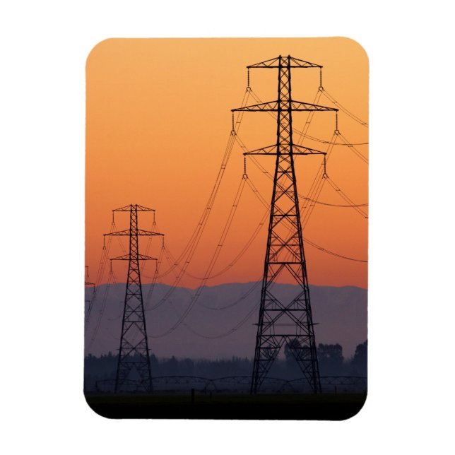 Magnet Flexible Pylônes électriques au coucher du soleil (Vertical)