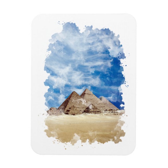 Magnet Flexible Pyramide de Gizeh Egypte aquarelle Art (Vertical)