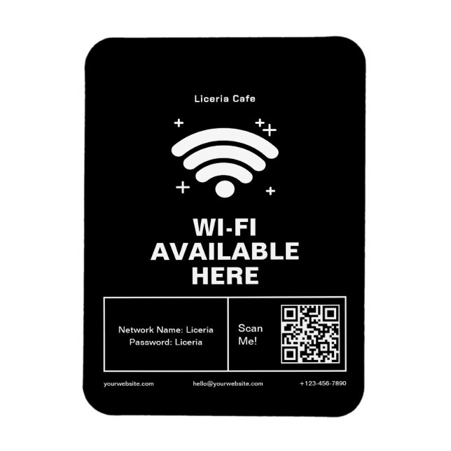 Magnet Flexible Qr Code Nom commercial Minimal wifi Détails (Vertical)