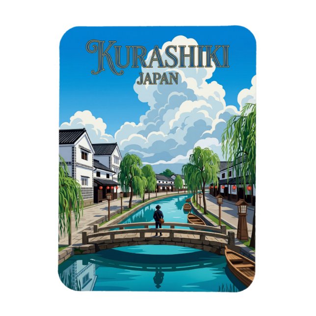Magnet Flexible Quartier historique de Kurashiki Bikan Japon (Vertical)
