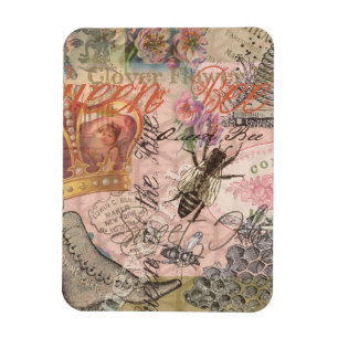 Magnet Flexible Queen Bee Vintage magnifique collage
