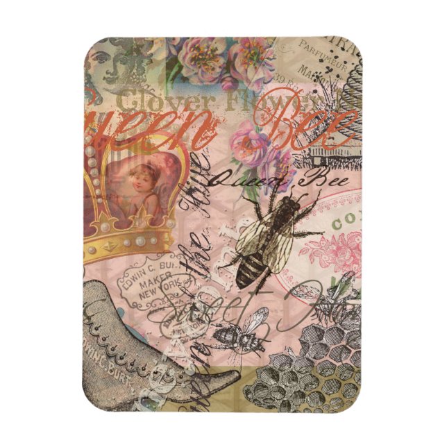 Magnet Flexible Queen Bee Vintage magnifique collage (Vertical)