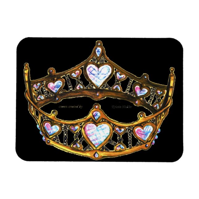 Magnet Flexible Queen Hearts Gold Crown Tiara aimant noir (Horizontal)