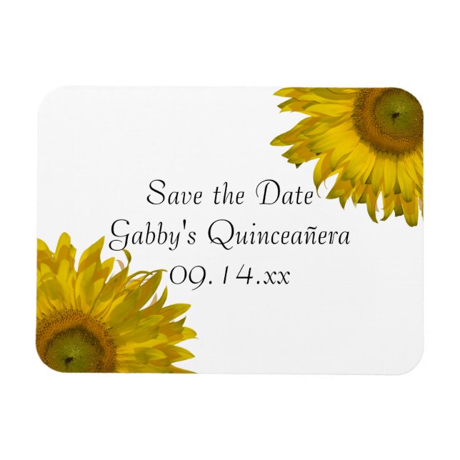 Magnet Flexible Quinceanera de tournesol jaune Enregistrer la date (Horizontal)