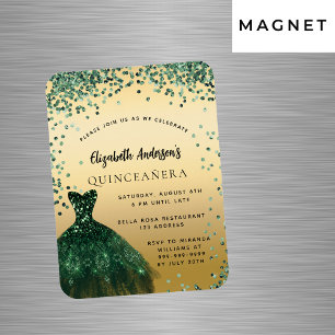 Magnet Flexible Quinceanera robe verte émeraude soirée de luxe
