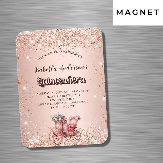 Magnet Flexible Quinceanera rose or chariot de luxe invitation (Créateur téléchargé)