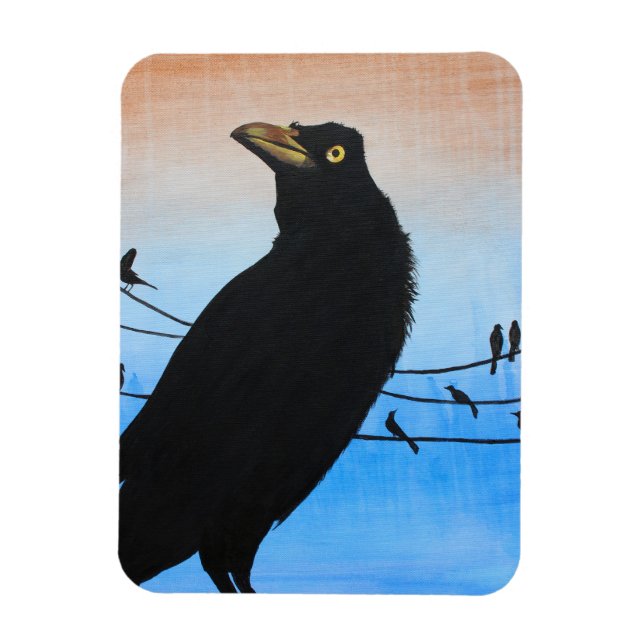 Magnet Flexible Quiscale Austin Texas Oiseau Nature Faune Peinture (Vertical)