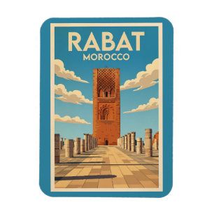 Magnet Flexible Rabat Maroc Illustration Voyage Art Vintage