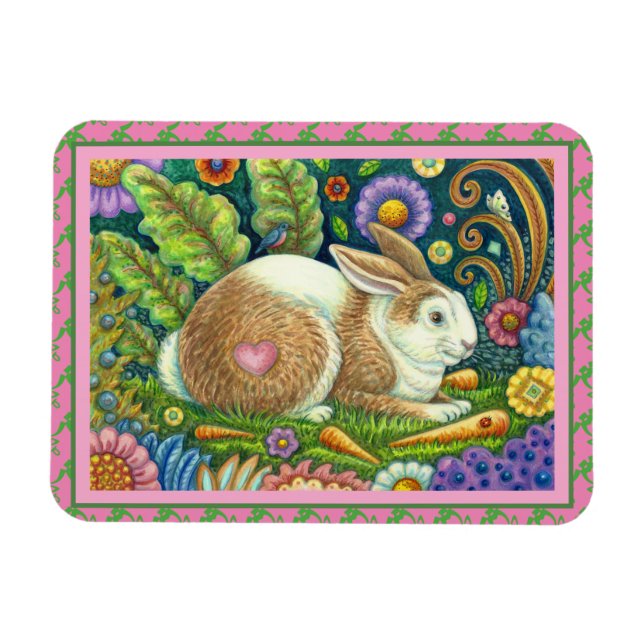 MAGNET FLEXIBLE RABBIT D'ART FOLK, OISEAU DE BLUEBÈRE, JARDIN SECR (Horizontal)