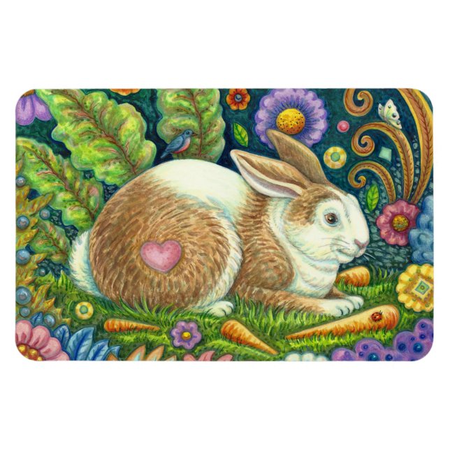 MAGNET FLEXIBLE RABBIT D'ART FOLK, OISEAU DE BLUEBÈRE, JARDIN SECR (Horizontal)