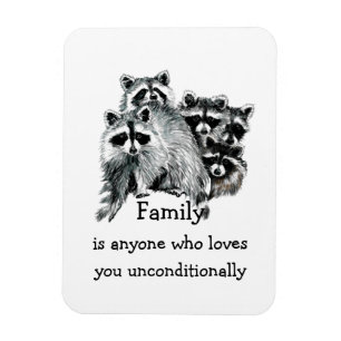 Magnet Flexible Raccoon Famille Amis Aimer Citation Animal Art