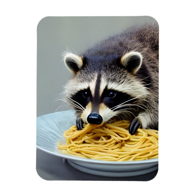 Magnet Flexible Raccoon mangeant Spaghetti (Vertical)