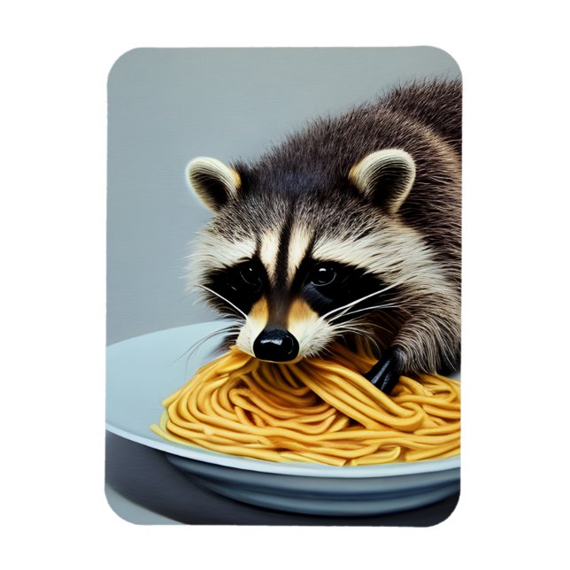 Magnet Flexible Raccoon mangeant Spaghetti (Vertical)