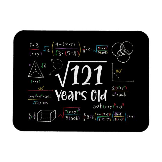 Magnet Flexible Racine carré de 121 11e anniversaire 11 ans Cadeau (Horizontal)