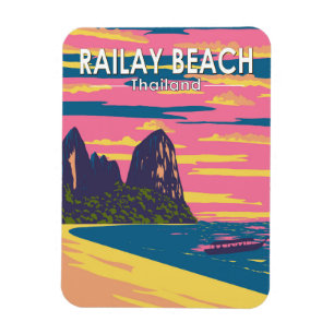 Magnet Flexible Railay Beach Thaïlande Travel Art Vintage