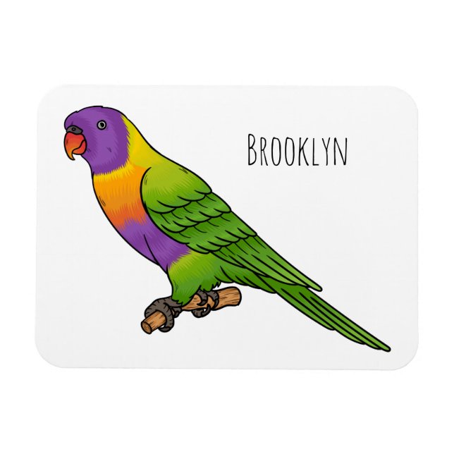 Magnet Flexible Rainbow lorikeet bird cartoon illustration (Horizontal)