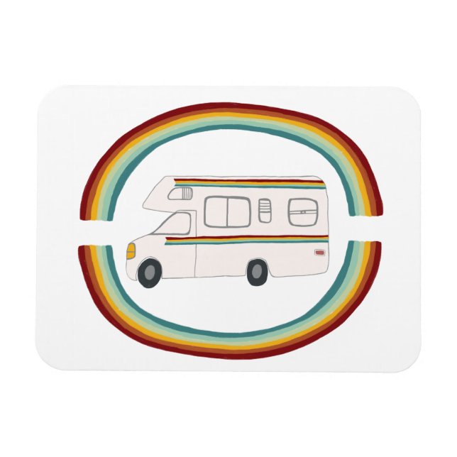 Magnet Flexible Rainbows Retro RV Whimsical Camping Motorhome (Horizontal)