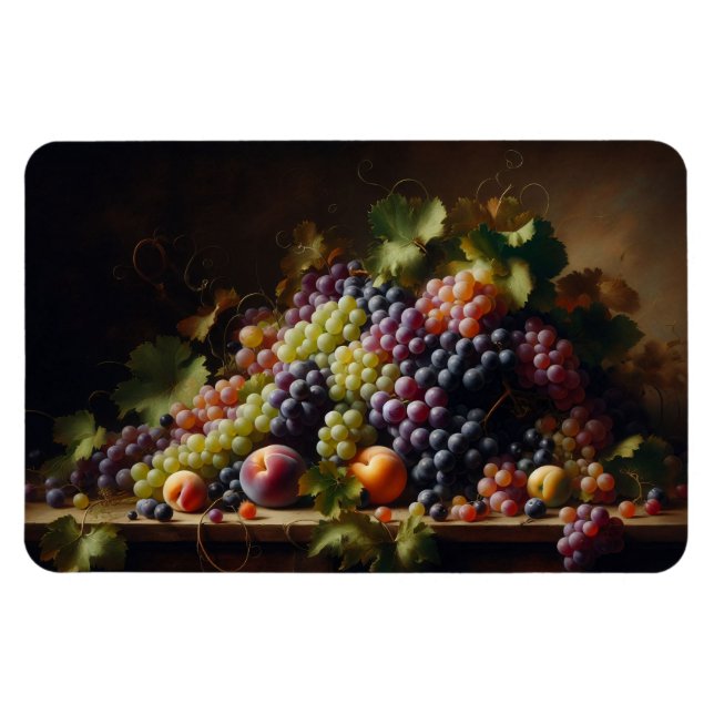 Magnet Flexible Raisins et fruits Peinture à vie morte (Horizontal)