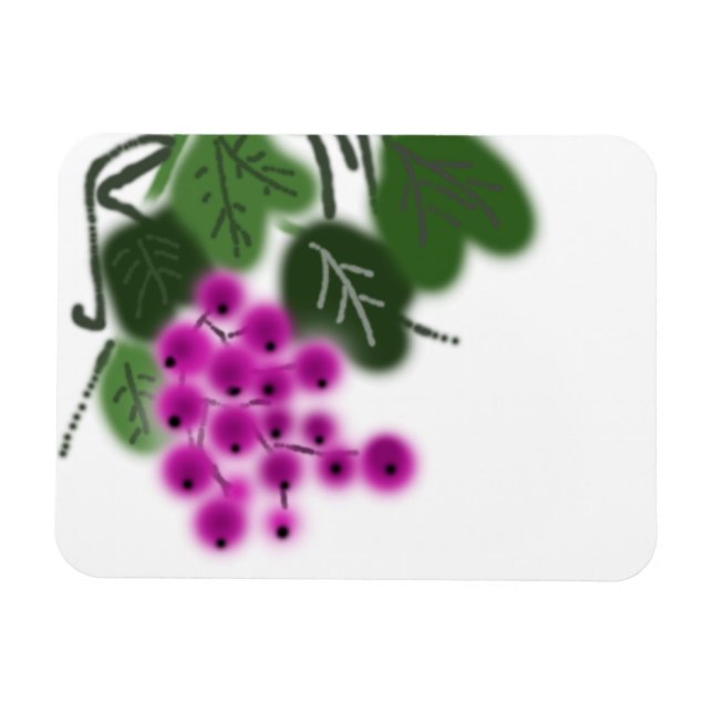 Magnet Flexible raisins pourpres et feuilles verts (Horizontal)