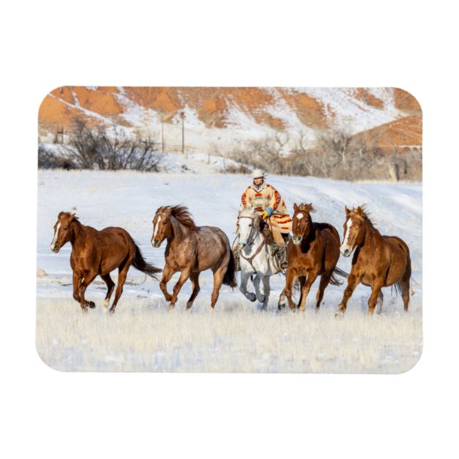 Magnet Flexible  Ranch Hideout Horse, Wrangler et Chevaux (Horizontal)