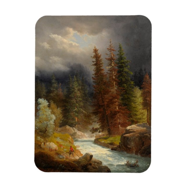 Magnet Flexible Randonnée à côté d'une rivière torrentielle (Vertical)