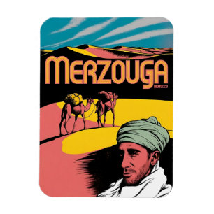 Magnet Flexible Randonnée à dos de chameau rétro Merzouga sahara m