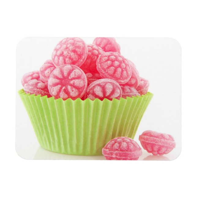 Magnet Flexible Raspberry clay candy sweets en green cup cake (Horizontal)