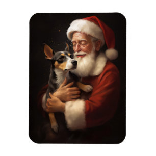 Magnet Flexible Rat Terrier Avec Noël Festif Du Père Noël