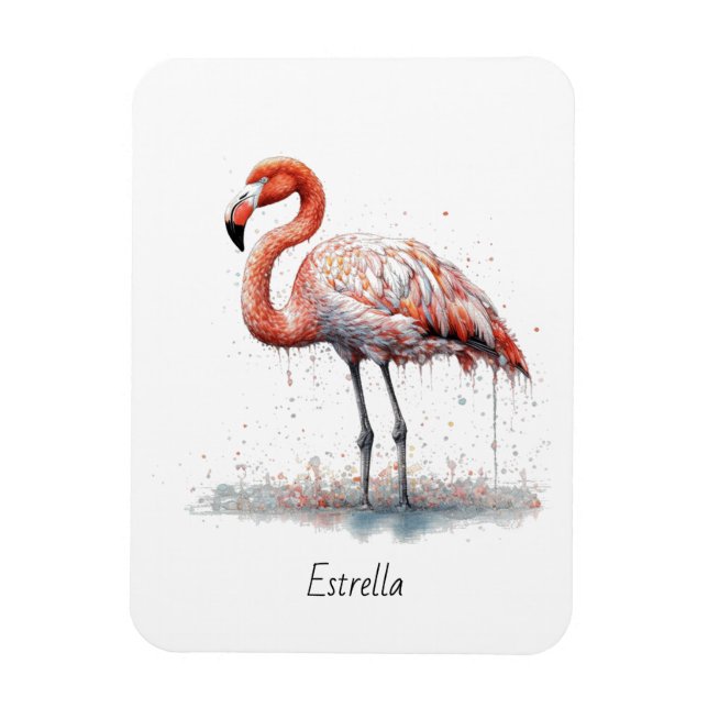 Magnet Flexible Rayon de Flamant rose : Flamant rose aquarelle, pe (Vertical)