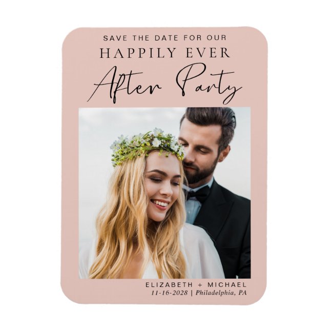 Magnet Flexible Réception Mariage Photo Blush Enregistrer La Date (Vertical)