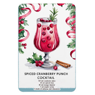 Magnet Flexible Recette de Cocktail de vacances épicé Cranberry Pu