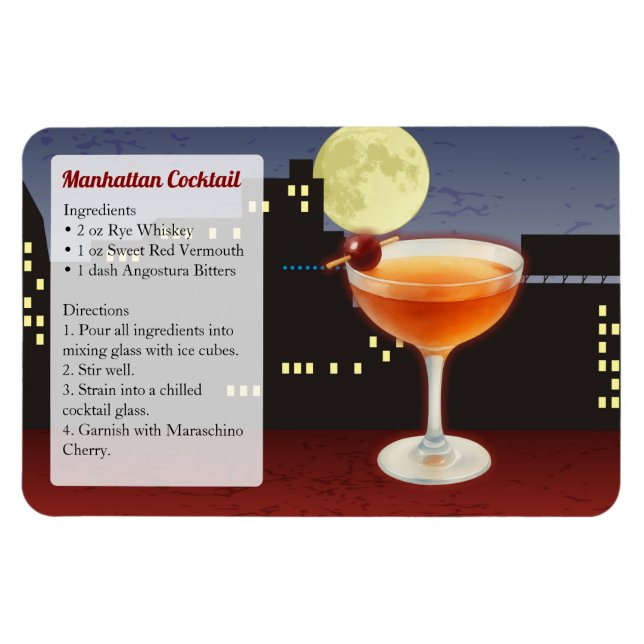 Magnet Flexible Recette de cocktail Manhattan (Horizontal)
