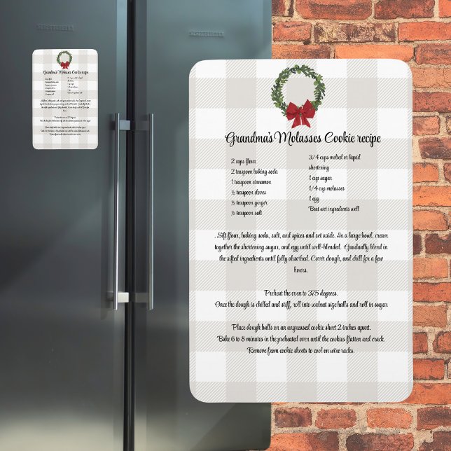 Magnet Flexible Recipe Keepsake Christmas Cookies red green plaid  (Créateur téléchargé)