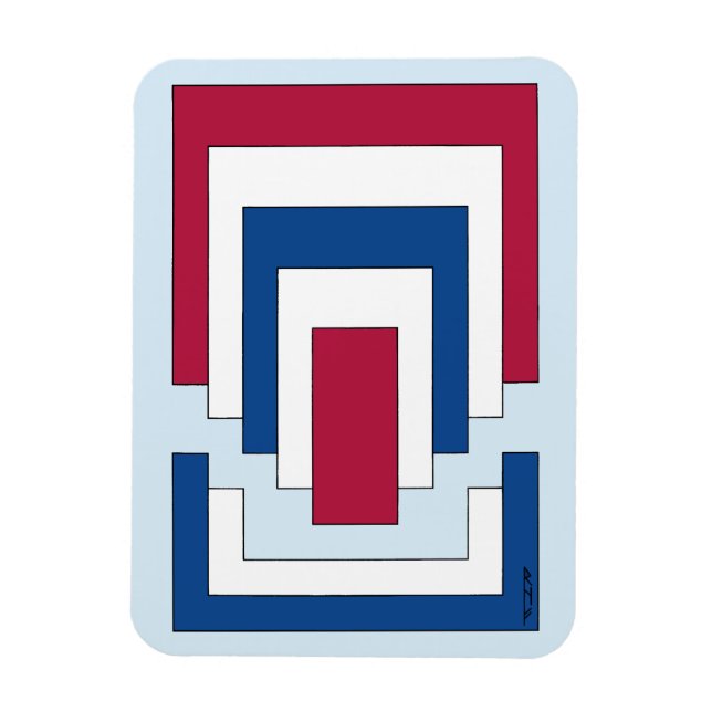 Magnet Flexible Rectangle Abstrait en rouge, blanc et bleu (Vertical)