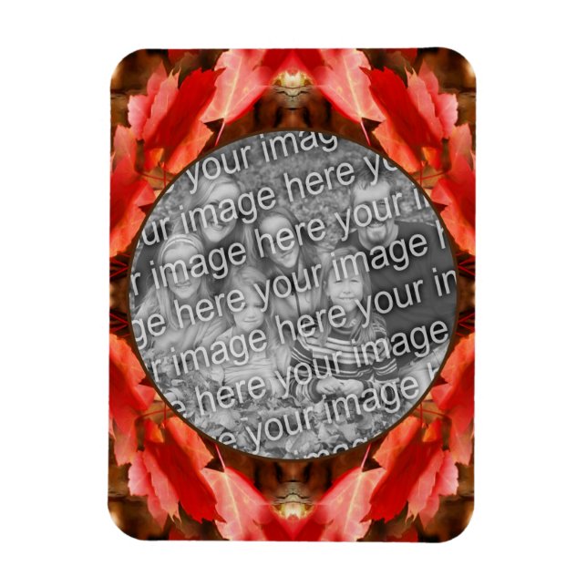 Magnet Flexible Red Autumn Leaves Nature Frame Ajouter Votre Photo (Vertical)