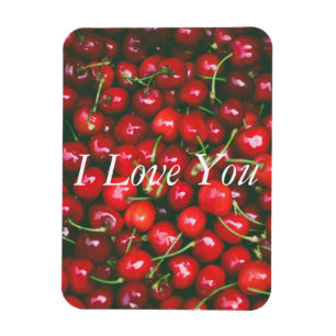 Magnet Flexible Red Cherry - I Love You (texte personnalisable)
