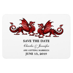 Magnet Flexible Red Elegant Dragons Enregistrer l'aimant Date