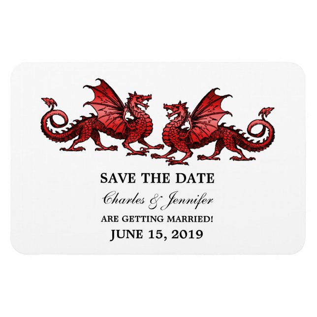Magnet Flexible Red Elegant Dragons Enregistrer l'aimant Date (Horizontal)