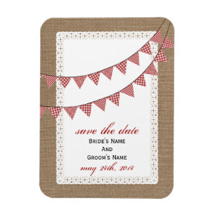 Magnet Flexible Red En vichy Bunting Burlap Inspiré Enregistrer La