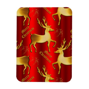 Magnet Flexible Red et Gold Reindeer Joyeux Noël