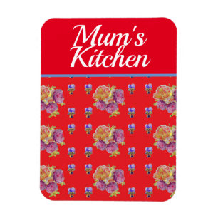 Magnet Flexible Red Floral Shabby Chic Rose Rose Mums Cuisine