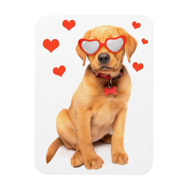Magnet Flexible Red Fox Labrador Puppy Love (Vertical)