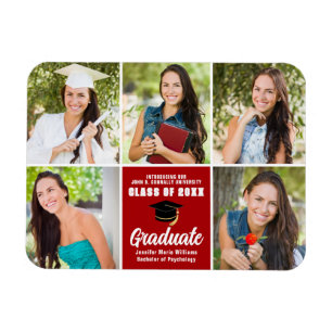 Magnet Flexible Red Graduate Photo Collage Custom 2023 Graduation